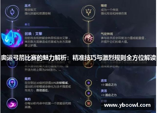 奥运弓箭比赛的魅力解析:精准技巧与激烈规则全方位解读
